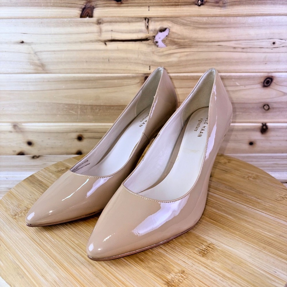 Cole Haan Heels Womens 6.5 B Gran OS Tan Patent Leather Pointed Toe Stilettos